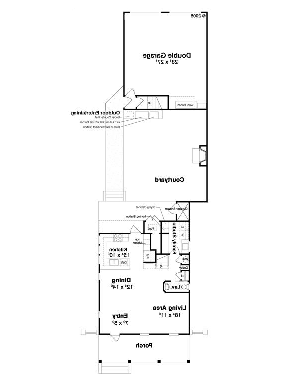 First Floor w/Courtyard image of Hemingway House Plan